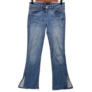 3x1 NYC Women's 26 Stanley Crop Flare Jeans Medium Wash Raw Hem Split Denim